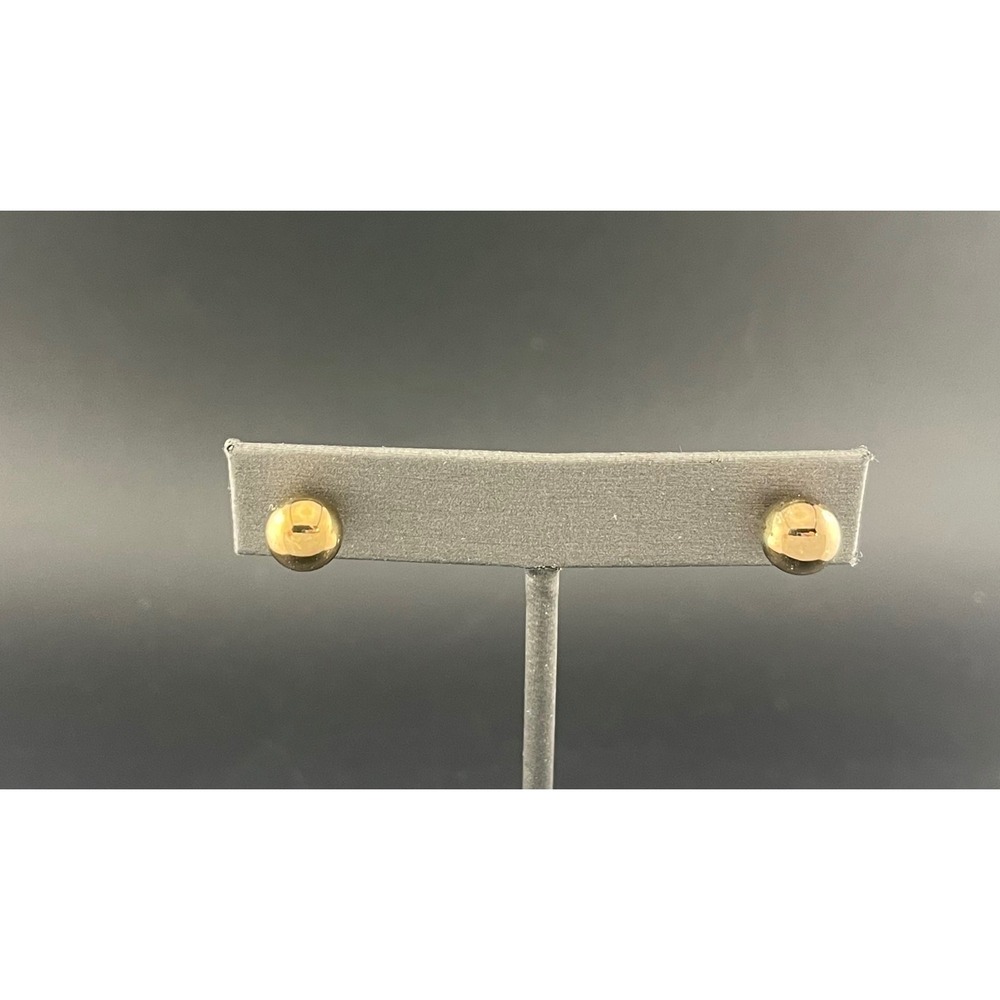Vintage 14K Yellow Gold Ball Stud Earrings 7.8mm Minimal Sphere - Picture 3 of 14